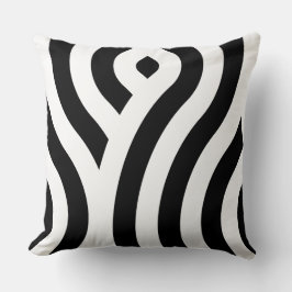 Elegant White Wave Mönster Black Kudde