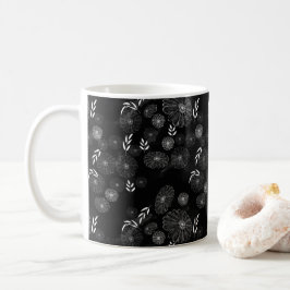 Elegant White Wildblomdoodles Mönster Coffee Mu Kaffemugg