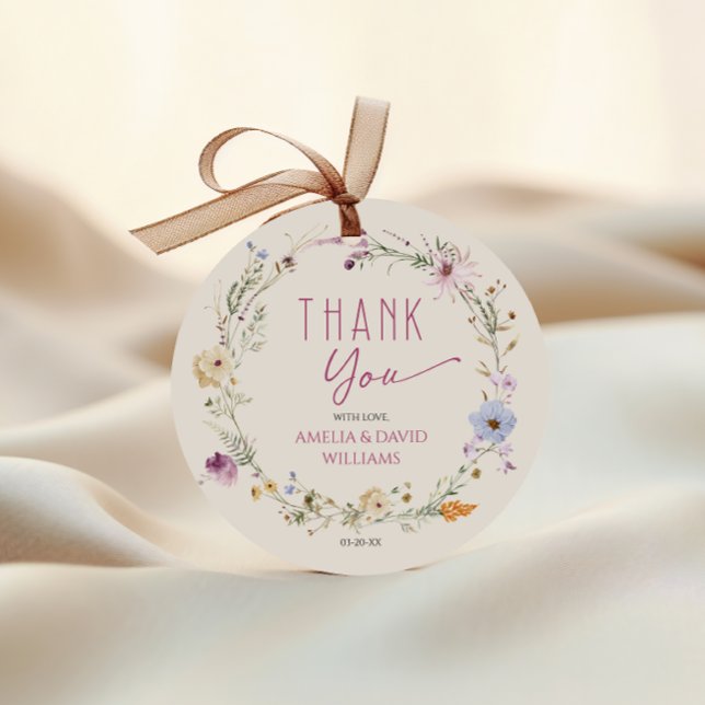 Elegant White Wildblomma Baby Shower Tack Gåvor Etiketter (Skapare uppladdad)