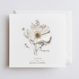 Elegant White Wildblomma Chic Square Bröllop Inbjudningar