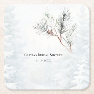 Elegant White Winter Gräs Möhippa Underlägg Papper Kvadrat
