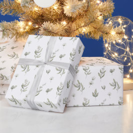 Elegant White Winter Greenery Botanical jul Presentpapper