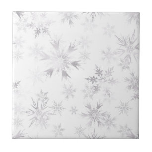 Elegant White Winter Snöflingor Kakelplatta