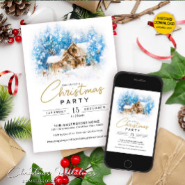 Elegant White Winter Wonderland jul Party Inbjudningar