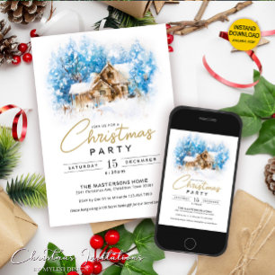 Elegant White Winter Wonderland jul Party Inbjudningar