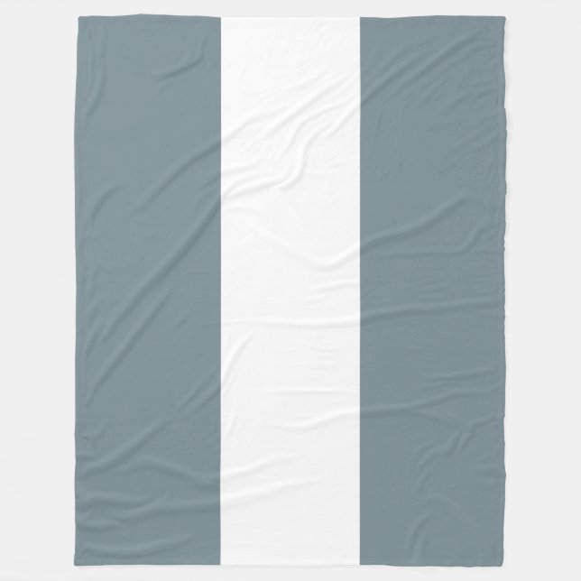 Elegant Wide Slate Blue Grått White Rand Fleecefilt (Framsidan)