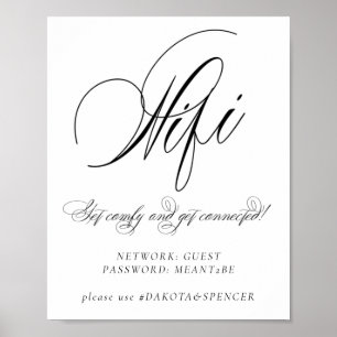 Elegant Wifi och Social Media Black Calligraphy Poster