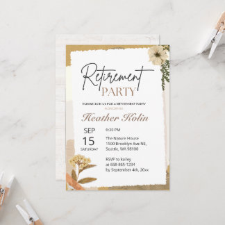 Elegant Wild Floral Retirement Party Arch Photo Inbjudningar
