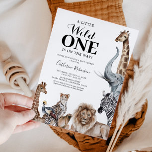 Elegant Wild One Safari Baby Shower Inbjudningar