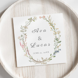 Elegant WildblomBlommigt Bröllop Garden Greenery Pappersservett