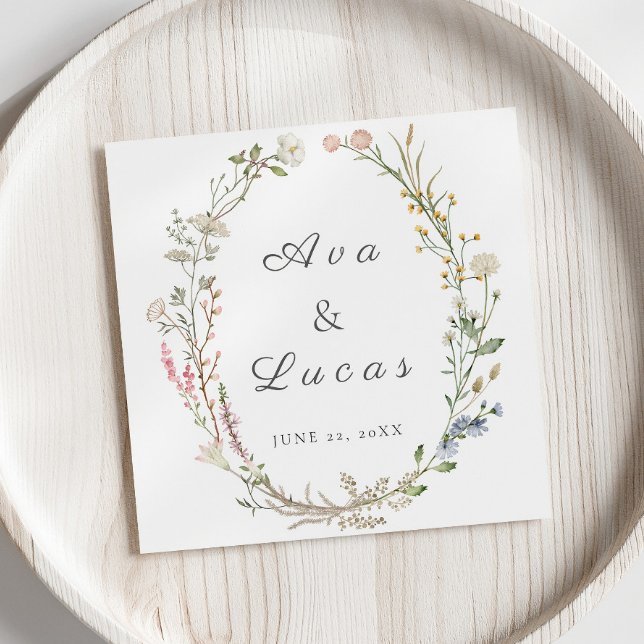 Elegant WildblomBlommigt Bröllop Garden Greenery Pappersservett (Skapare uppladdad)