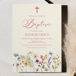 Elegant WildblomBlommigt Garden Baptism Inbjudningar