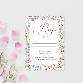 Elegant Wildblombloom Romantic Script Bröllop OSA Kort