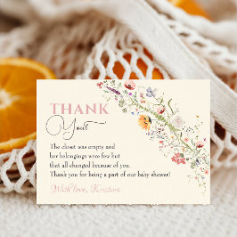 Elegant WildblomBoho Blommigt Baby Shower Tack Kort