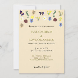 Elegant WildblomBoho Eggshell Bröllop Inbjudningar