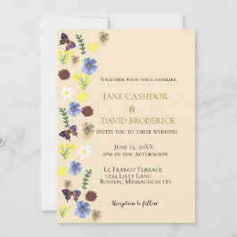 Elegant WildblomBoho Eggshell Bröllop Inbjudningar