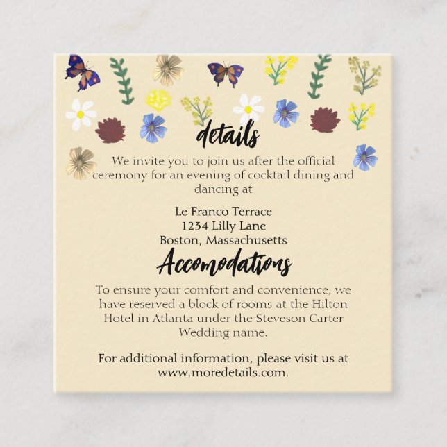 Elegant WildblomBoho Eggshell Bröllop Tilläggskort (Framsida)