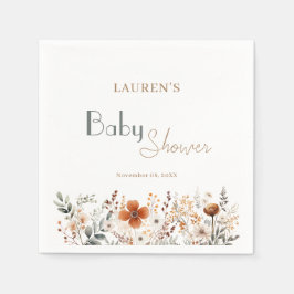 Elegant WildblomBoho Gender Neutral Baby Shower Pappersservett