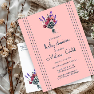 Elegant WildblomBouquet BABY SHOWER ANPASSNINGSBAR Inbjudan Vykort