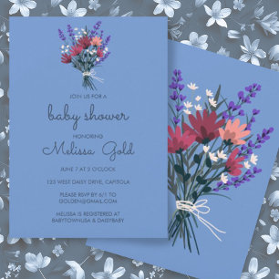 Elegant WildblomBouquet BABY SHOWER ANPASSNINGSBAR Inbjudningar
