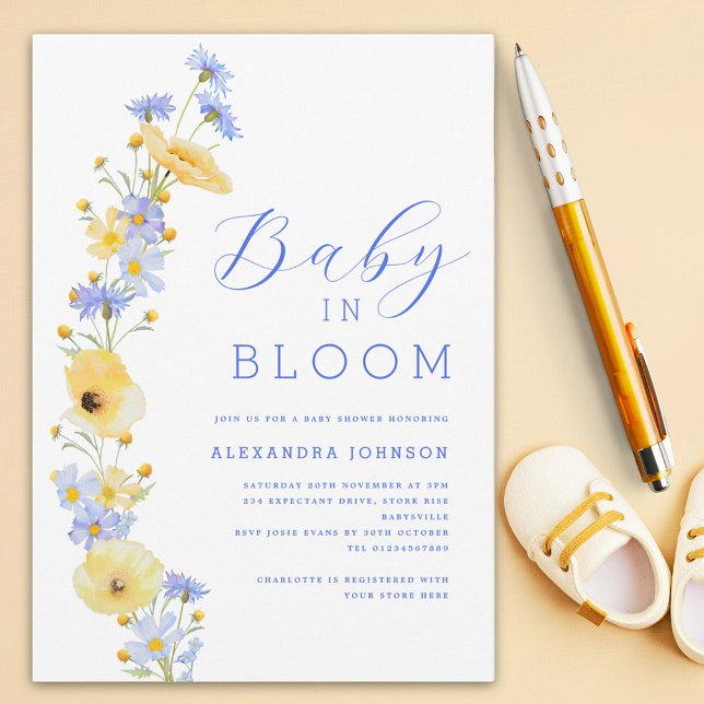 Elegant WildblomBoy Baby Shower Inbjudningar (Wildflower baby in bloom boy baby shower invitation )