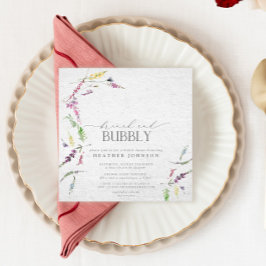 Elegant WildblomBrunch & Bubly Möhippa Inbjudningar