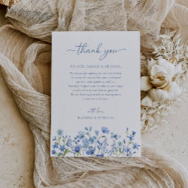 Elegant Wildblomdusty Blue Bröllop Tack Kort