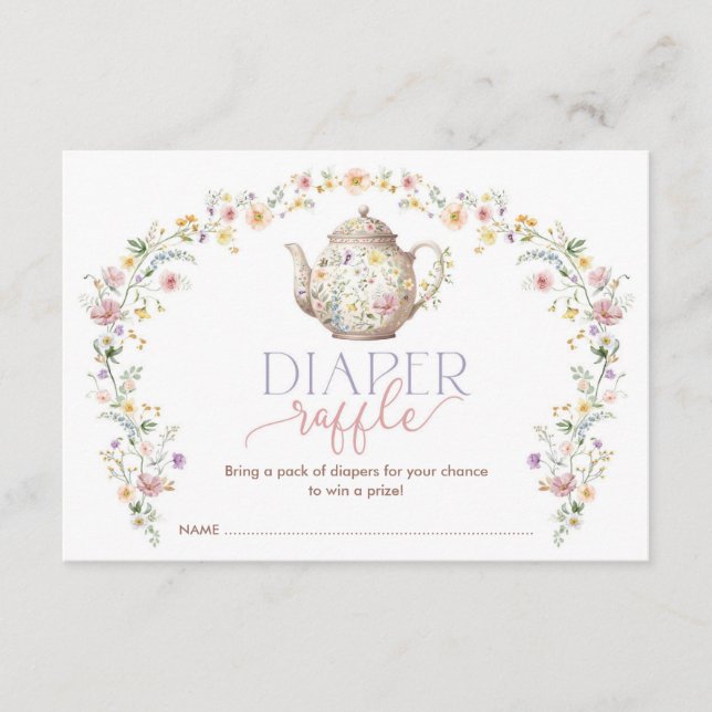 Elegant WildblomGarden Tea Party Diaper Raffle Tilläggskort (Framsida)