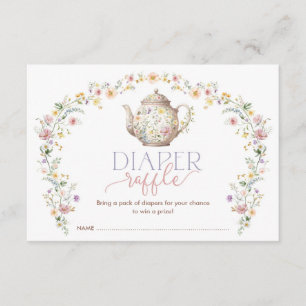 Elegant WildblomGarden Tea Party Diaper Raffle Tilläggskort