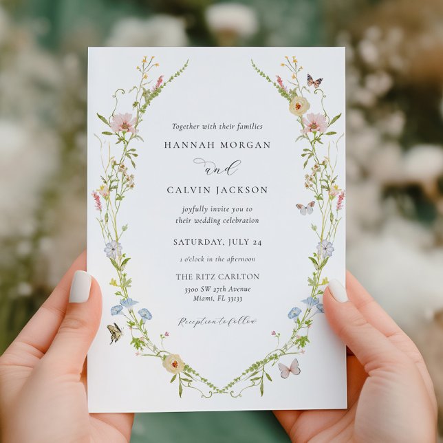 Elegant WildblomGarden Wedding Inbjudningar (Skapare uppladdad)