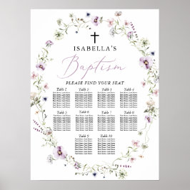 Elegant WildblomGirl Baptism Sittdiagram Poster