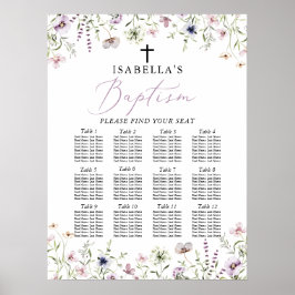 Elegant WildblomGirl Baptism Sittdiagram Poster