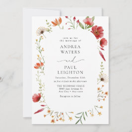 Elegant WildblomGreenery Bröllop Inbjudningar