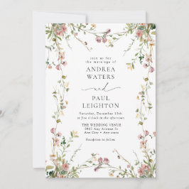 Elegant WildblomGreenery Bröllop Inbjudningar