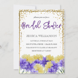 Elegant Wildblomgyllene ram, Möhippa Inv Inbjudningar