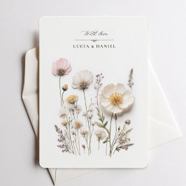 Elegant Wildblomhörnet Stil Chic Bröllop Inbjudningar
