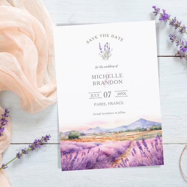 Elegant Wildblomlavender Lila Violet Summer Inbjudningar (watercolor lavender fields provence france)