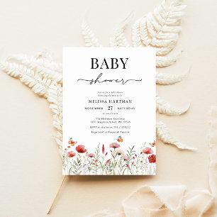 Elegant Wildblomma Baby Shower Inbjudningar