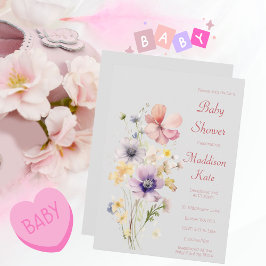 Elegant Wildblomma Baby Shower Inbjudningar