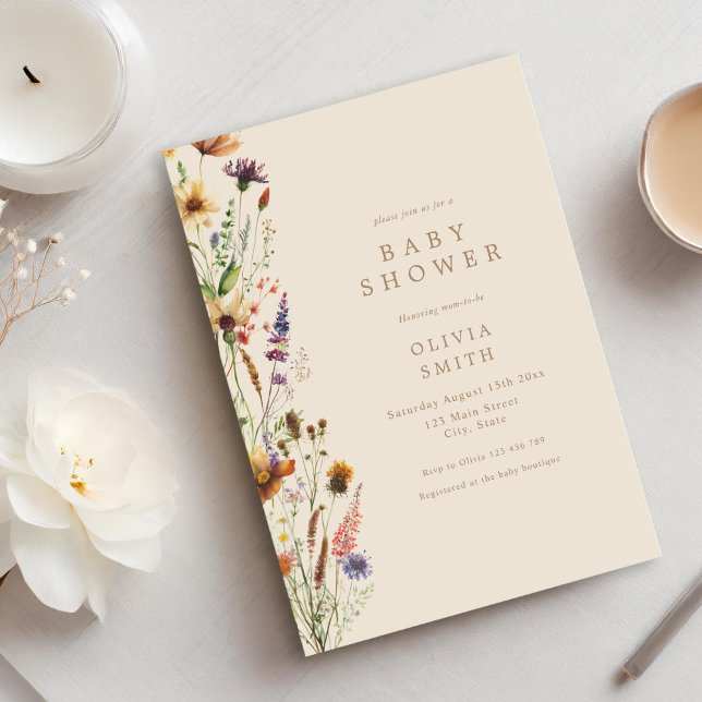 Elegant Wildblomma Baby Shower Inbjudningar (Skapare uppladdad)