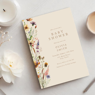 Elegant Wildblomma Baby Shower Inbjudningar