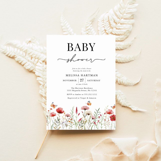 Elegant Wildblomma Baby Shower Inbjudningar (Skapare uppladdad)