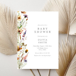 Elegant Wildblomma Baby Shower Inbjudningar