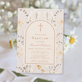 Elegant Wildblomma Baptism/Christening Inbjudningar