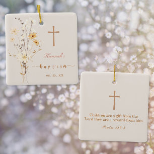 Elegant Wildblomma Baptism/Christening Keepsaké Julgransprydnad Keramik