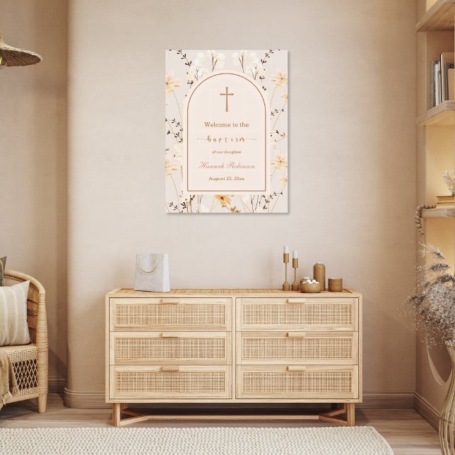 Elegant Wildblomma Baptism / Christening Välkommen Poster (Skapare uppladdad)