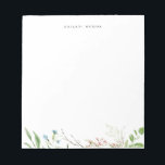 Elegant Wildblomma Botanical Anteckningsblock<br><div class="desc">Elegant vattenfärgsblomma botaniskt,  personlig med namn,  anteckningsblock. Textteckensnittet stil och färg kan anpassas.</div>