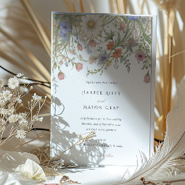 Elegant Wildblomma Bröllop Delikat Pastellkrita Bl Inbjudningar