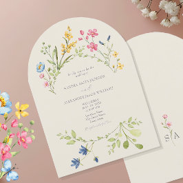 Elegant Wildblomma Bröllop Inbjudningar