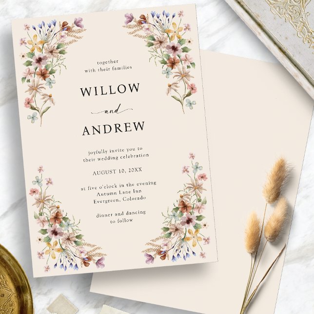 Elegant Wildblomma Bröllop Inbjudningar (Elegant Wildflower Wedding Invitation
)